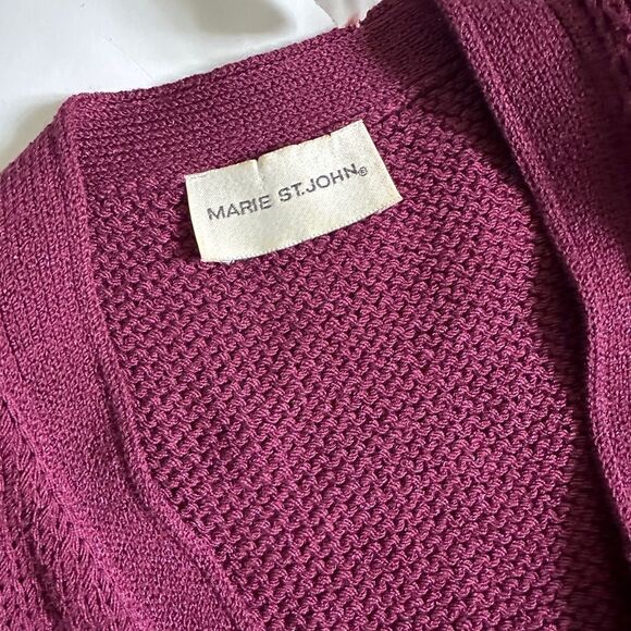 Vintage Marie St John Knit Burgundy 2 Piece Cardigan Pant Set - Picture 6 of 16